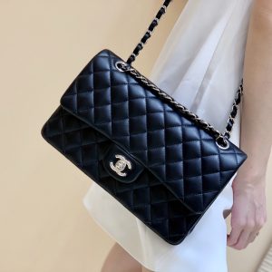 Ch@nel Flap Bag-Lambskin Leather-Silver Hardware-25CM - Image 6