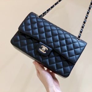 Ch@nel Flap Bag-Lambskin Leather-Silver Hardware-25CM - Image 7