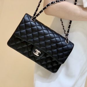 Ch@nel Flap Bag-Lambskin Leather-Silver Hardware-25CM - Image 9