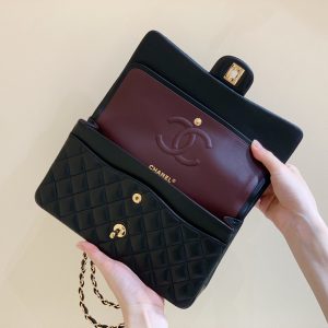 Ch@nel Flap Bag-Lambskin Leather-Gold Hardware-25CM - Image 4
