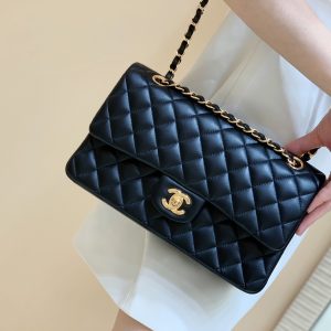 Ch@nel Flap Bag-Lambskin Leather-Gold Hardware-25CM - Image 3