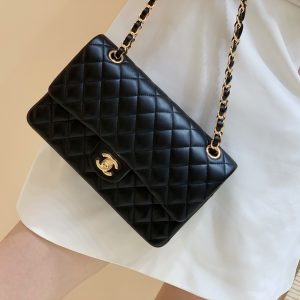 Ch@nel Flap Bag-Lambskin Leather-Gold Hardware-25CM - Image 8
