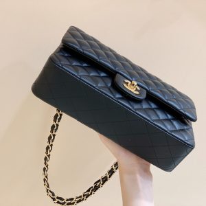 Ch@nel Flap Bag-Lambskin Leather-Gold Hardware-25CM - Image 7