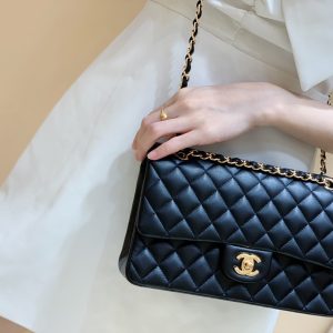 Ch@nel Flap Bag-Lambskin Leather-Gold Hardware-25CM - Image 9