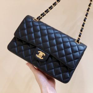 Ch@nel Flap Bag-Lambskin Leather-Gold Hardware-25CM - Image 1