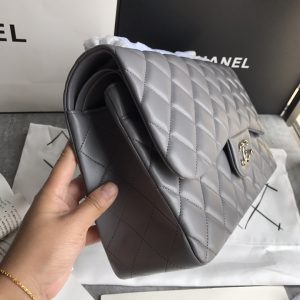 Ch@nel Flap Bag-Lambskin-Silver-30CM - Image 8