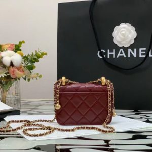 Ch@nel Quilted Pearl Crush Clutch With Chain Bag-12*9*2CM - Image 3
