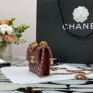 Ch@nel Quilted Pearl Crush Clutch With Chain Bag-12*9*2CM - Image 4