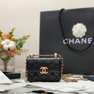 Ch@nel Quilted Pearl Crush Clutch With Chain Bag-12*9*2CM - Image 2