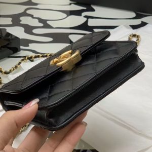 Ch@nel Quilted Pearl Crush Clutch With Chain Bag-12*9*2CM - Image 5