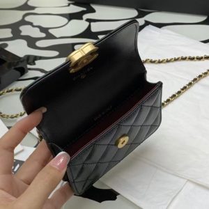 Ch@nel Quilted Pearl Crush Clutch With Chain Bag-12*9*2CM - Image 8