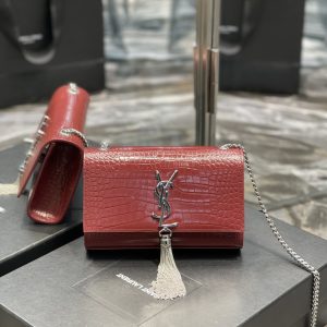 YSL Kate Medium With Tassle In Crocodile Leather-20×13.5×5.5cCM