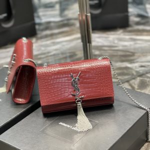 YSL Kate Medium With Tassle In Crocodile Leather-20×13.5×5.5cCM - Image 9