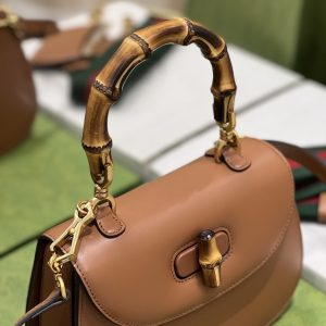 Gucci Top Handle Bag With Bamboo-17*12*7.5&21*15*7CM - Image 4