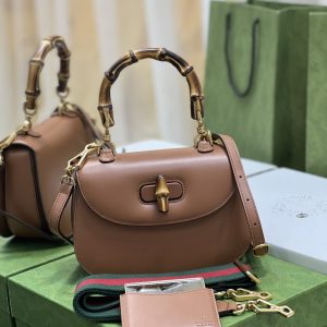 Gucci Top Handle Bag With Bamboo-17*12*7.5&21*15*7CM - Image 5