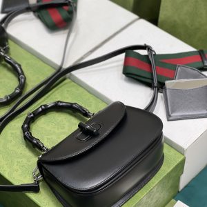 Gucci Top Handle Bag With Bamboo-17*12*7.5&21*15*7CM - Image 4