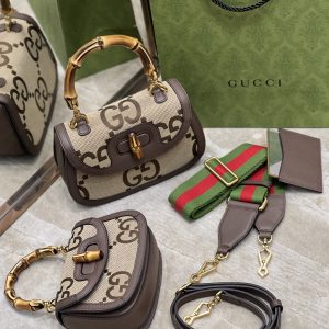 Gucci Top Handle Bag With Bamboo-17*12*7.5&21*15*7CM - Image 3
