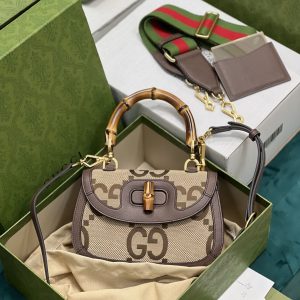 Gucci Top Handle Bag With Bamboo-17*12*7.5&21*15*7CM - Image 5