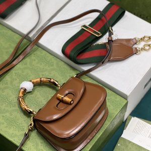 Gucci Top Handle Bag With Bamboo-17*12*7.5&21*15*7CM - Image 5