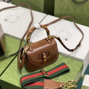 Gucci Top Handle Bag With Bamboo-17*12*7.5&21*15*7CM - Image 7