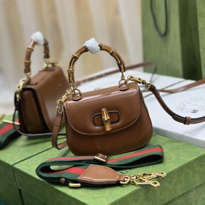 Gucci Top Handle Bag With Bamboo-17*12*7.5&21*15*7CM - Image 8