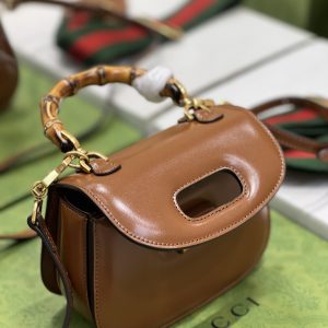 Gucci Top Handle Bag With Bamboo-17*12*7.5&21*15*7CM - Image 9