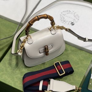 Gucci Top Handle Bag With Bamboo-17*12*7.5&21*15*7CM - Image 5