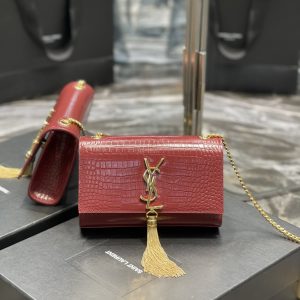 YSL Kate Medium With Tassle In Crocodile Leather-20×13.5×5.5cCM - Image 7