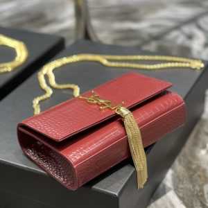YSL Kate Medium With Tassle In Crocodile Leather-20×13.5×5.5cCM - Image 5