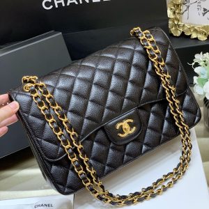 Ch@nel Flap Bag-Cavir Leather-Gold-30CM - Image 1