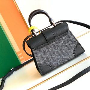 Goyard Coated Canvas and Leather Saigon Top Handle Bag-11.5x7x14.5CM - Image 3