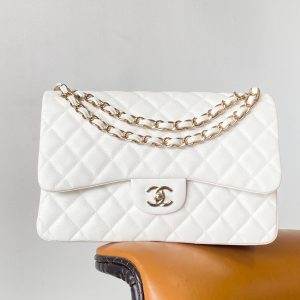 Ch@nel Flap Bag-Cavir Leather-Gold-30CM