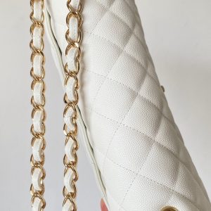 Ch@nel Flap Bag-Cavir Leather-Gold-30CM - Image 6