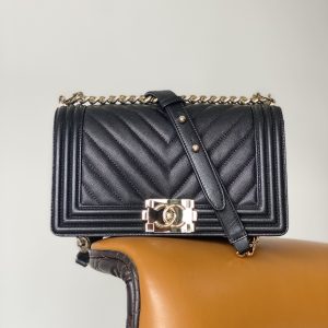 Ch@nel Boy Bag-Caviar-25CM