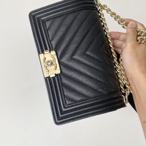 Ch@nel Boy Bag-Caviar-25CM - Image 3
