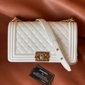 Ch@nel Boy Bag-Caviar-25CM - Image 3