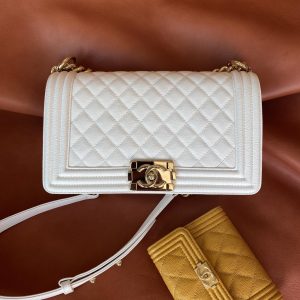 Ch@nel Boy Bag-Caviar-25CM - Image 6