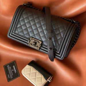 Ch@nel Boy Bag-Caviar-25CM - Image 3