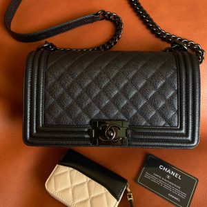 Ch@nel Boy Bag-Caviar-25CM - Image 4