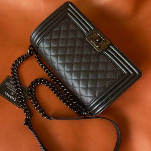 Ch@nel Boy Bag-Caviar-25CM - Image 5