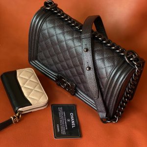 Ch@nel Boy Bag-Caviar-25CM - Image 6
