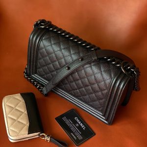 Ch@nel Boy Bag-Caviar-25CM - Image 7