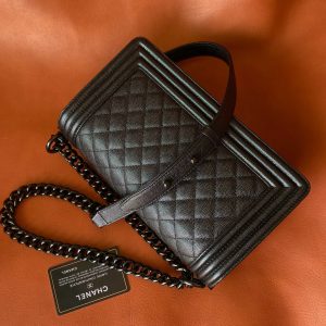 Ch@nel Boy Bag-Caviar-25CM - Image 8