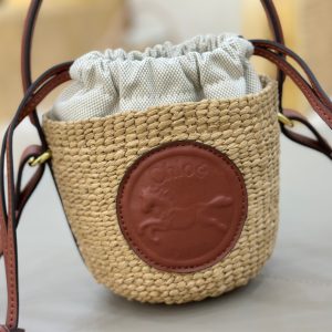 Chloé Mini Horse Medal Basket In Natural Fibers-14×12.5x14CM - Image 2