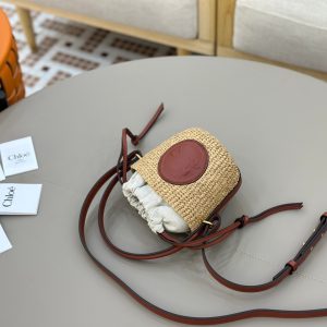 Chloé Mini Horse Medal Basket In Natural Fibers-14×12.5x14CM - Image 6