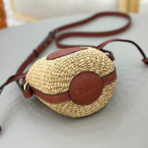 Chloé Mini Horse Medal Basket In Natural Fibers-14×12.5x14CM - Image 7