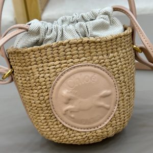 Chloé Mini Horse Medal Basket In Natural Fibers-14×12.5x14CM - Image 2