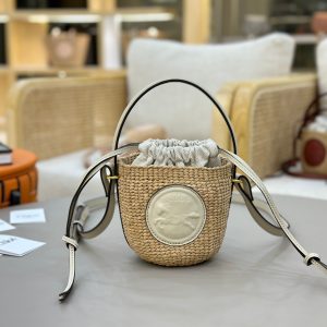 Chloé Mini Horse Medal Basket In Natural Fibers-14×12.5x14CM
