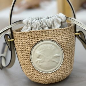 Chloé Mini Horse Medal Basket In Natural Fibers-14×12.5x14CM - Image 2