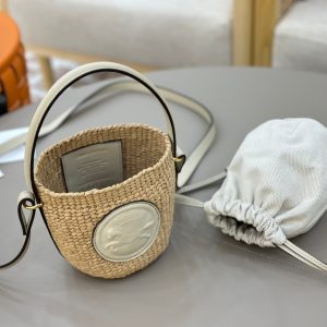 Chloé Mini Horse Medal Basket In Natural Fibers-14×12.5x14CM - Image 4